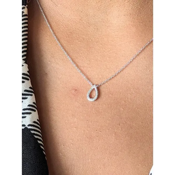 14K White Gold Open Pear Diamond Necklace Image 2 Armentor Jewelers New Iberia, LA