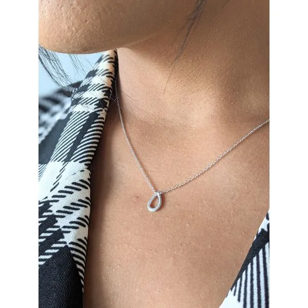 14K White Gold Open Pear Diamond Necklace Image 3 Armentor Jewelers New Iberia, LA