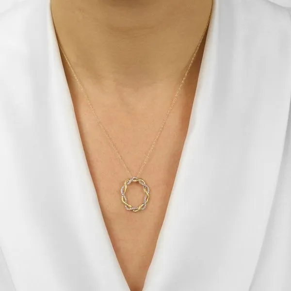 10K Two-Toned Diamond Oval Pendant Image 2 Armentor Jewelers New Iberia, LA