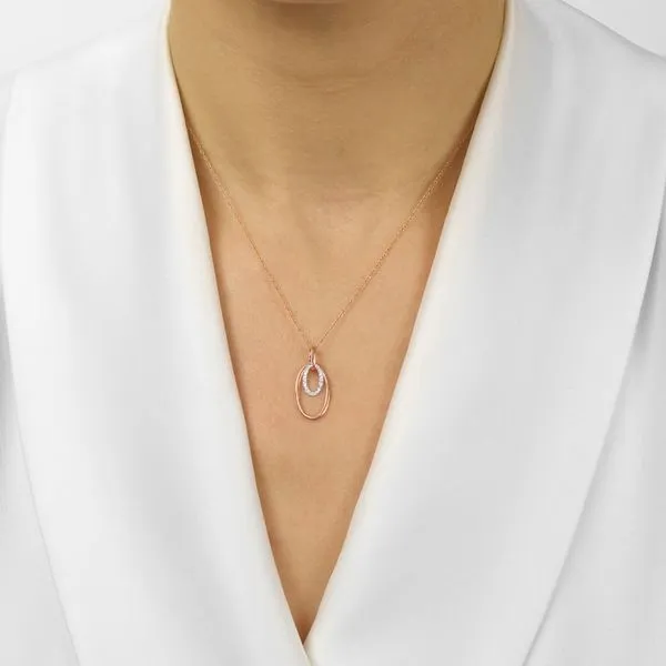 10K Rose Gold Double Oval Pendant Image 2 Armentor Jewelers New Iberia, LA