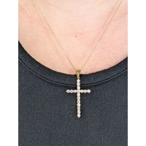14K Yellow Gold Lab Grown Diamond Cross and Chain Image 2 Armentor Jewelers New Iberia, LA
