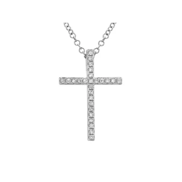 14K White Gold Diamond Line Cross Pendant Armentor Jewelers New Iberia, LA