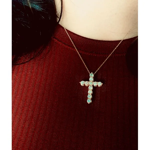 14K Yellow Gold Natural Diamond Cross Pendant Image 2 Armentor Jewelers New Iberia, LA
