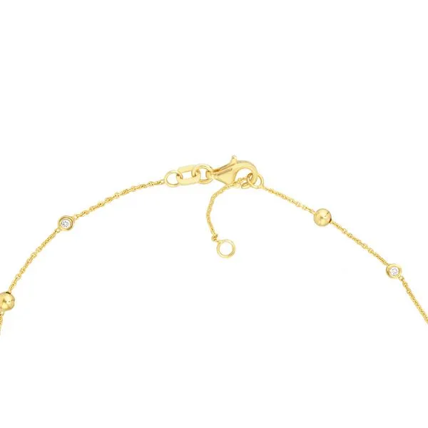 14K Yellow Gold Bezel Diamond & Bead Bracelet Image 2 Armentor Jewelers New Iberia, LA