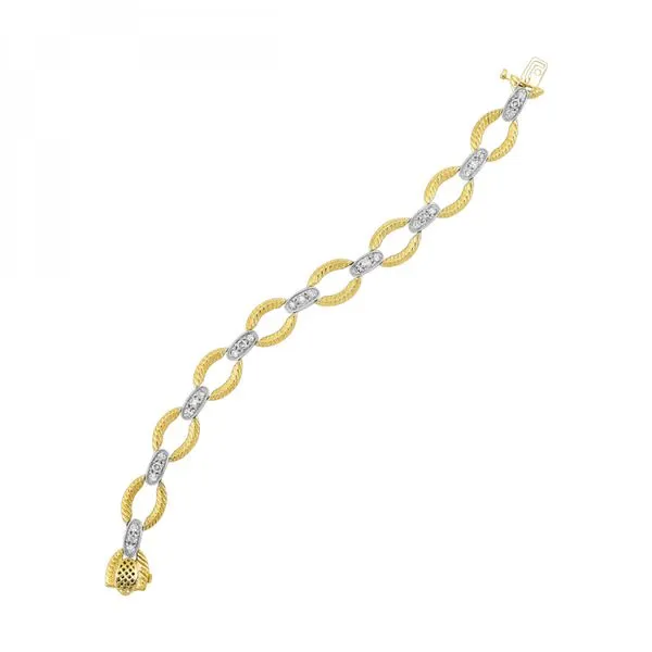14K Yellow and White Gold Diamond Link Bracelet Armentor Jewelers New Iberia, LA
