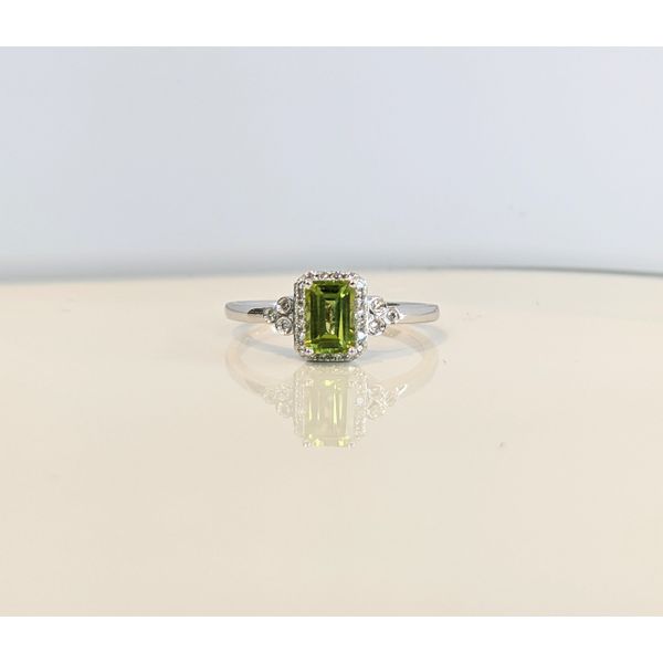 Emerald Cut Peridot Halo Ring Armentor Jewelers New Iberia, LA