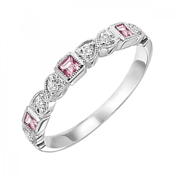 10K White Gold Pink Tourmaline and Diamond Band Armentor Jewelers New Iberia, LA
