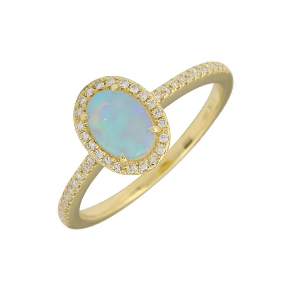 14K Yellow Gold Opal Diamond Ring Armentor Jewelers New Iberia, LA