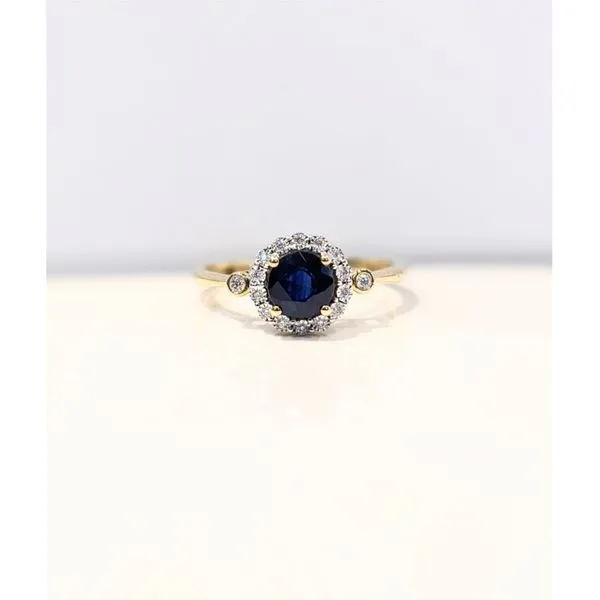 10K Yellow Gold Sapphire and Halo Ring Armentor Jewelers New Iberia, LA