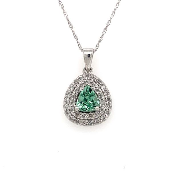 Double Halo Mint Tourmaline Necklace Armentor Jewelers New Iberia, LA