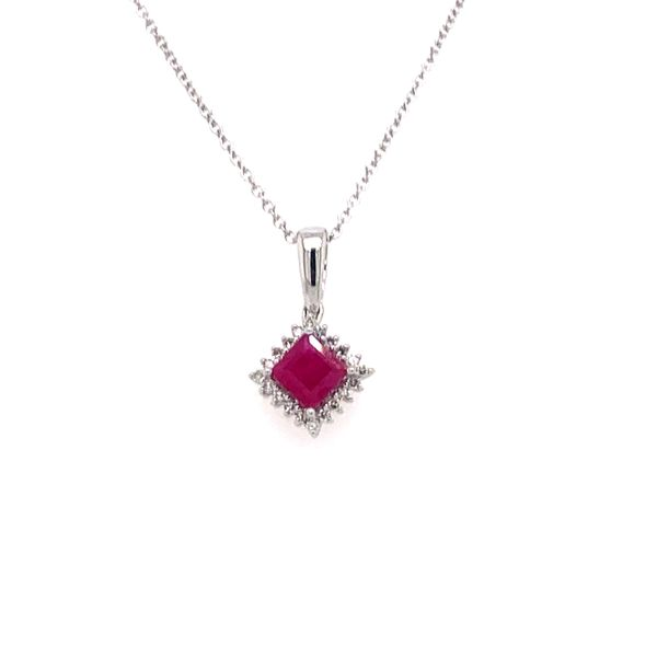 Diamond and Ruby Halo Necklace Armentor Jewelers New Iberia, LA