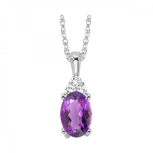 10K White Gold Amethyst and Diamond Pendant Image 2 Armentor Jewelers New Iberia, LA