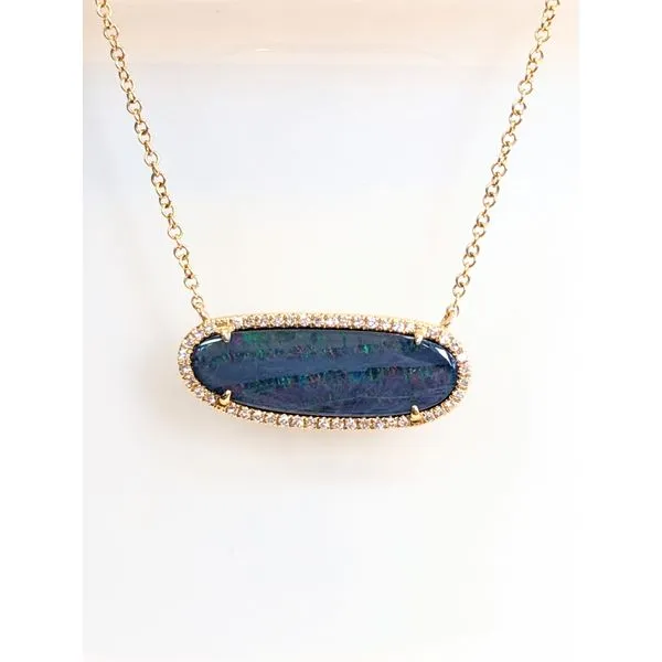 14K Yellow Gold Natural Opal Pendant Image 2 Armentor Jewelers New Iberia, LA