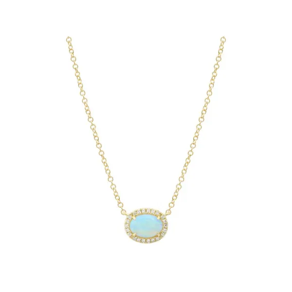 14K Yellow Gold Opal Diamond Necklace Armentor Jewelers New Iberia, LA