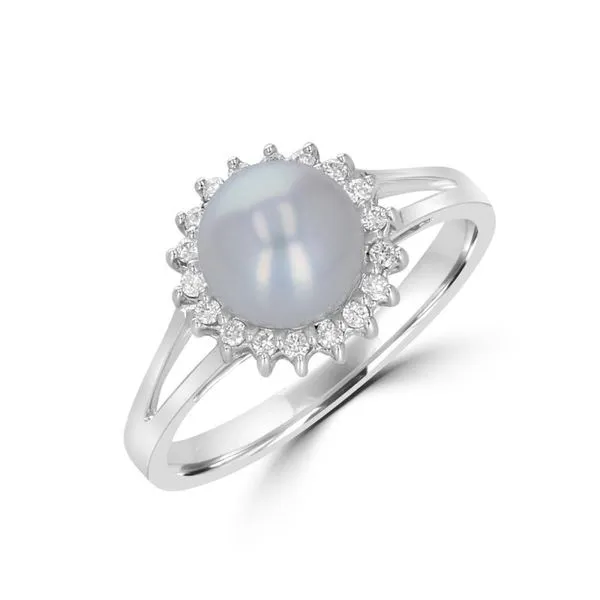 Pearl and Halo Fashion Ring Armentor Jewelers New Iberia, LA