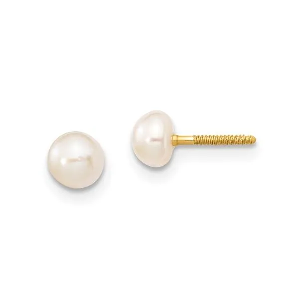 14K 4mm White Freshwater Cultured Pearl Bracelet and Earring Set Image 3 Armentor Jewelers New Iberia, LA