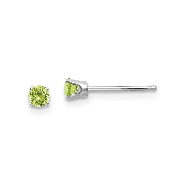 14K White Gold 3mm Peridot Stud Earrings Armentor Jewelers New Iberia, LA