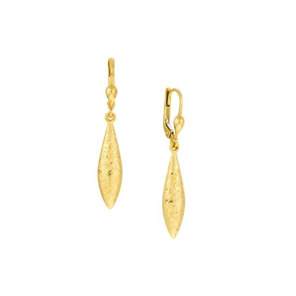 14K Yellow Gold Textured Drop Earrings Armentor Jewelers New Iberia, LA