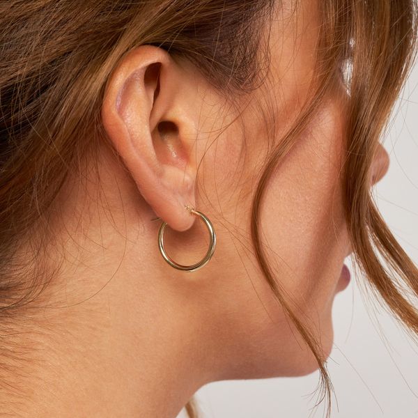 2mm x 20mm Polished Hoop Earrings Image 2 Armentor Jewelers New Iberia, LA
