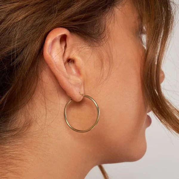 2mm x 30mm Polished Hoop Earrings Image 2 Armentor Jewelers New Iberia, LA