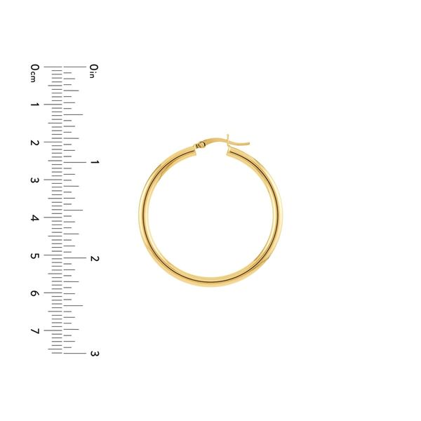 10K Yellow Gold 3mm x 40mm Polished Hoop Earrings Image 3 Armentor Jewelers New Iberia, LA