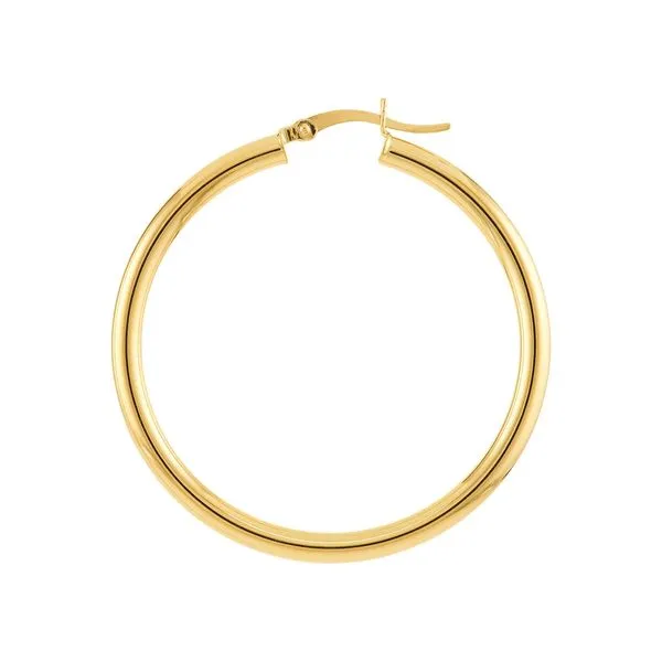 10K Yellow Gold 3mm x 40mm Polished Hoop Earrings Image 2 Armentor Jewelers New Iberia, LA