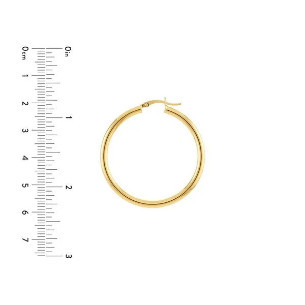 10K Yellow Gold 3mm x 40mm Polished Hoop Earrings Image 3 Armentor Jewelers New Iberia, LA