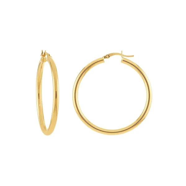 10K Yellow Gold 3mm x 40mm Polished Hoop Earrings Armentor Jewelers New Iberia, LA