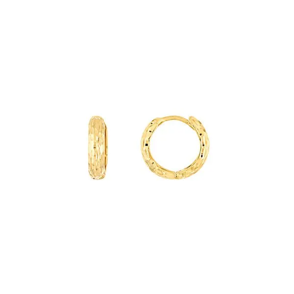 14K Yellow Gold Diamond-Cut Front Huggie Earrings Armentor Jewelers New Iberia, LA