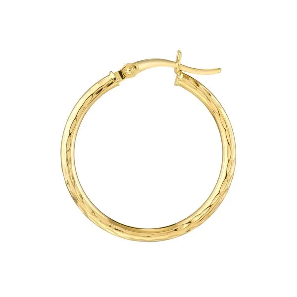 14K Yellow Gold Diamond-Cut Hoop Earrings Image 3 Armentor Jewelers New Iberia, LA