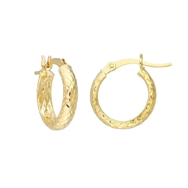 10K Yellow Gold Diamond-Cut Hoop Earrings Armentor Jewelers New Iberia, LA