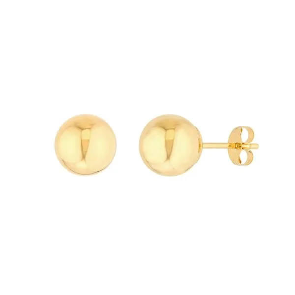 14K Yellow Gold 7mm Polished Ball Stud Earrings Armentor Jewelers New Iberia, LA