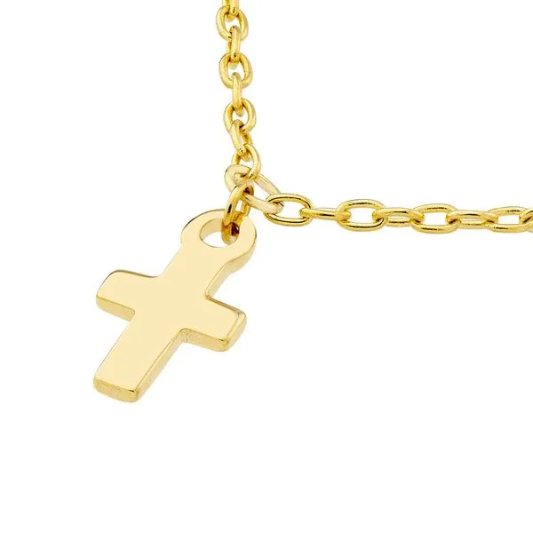 14K Yellow Gold Mini Cross Dangle Necklace Image 2 Armentor Jewelers New Iberia, LA