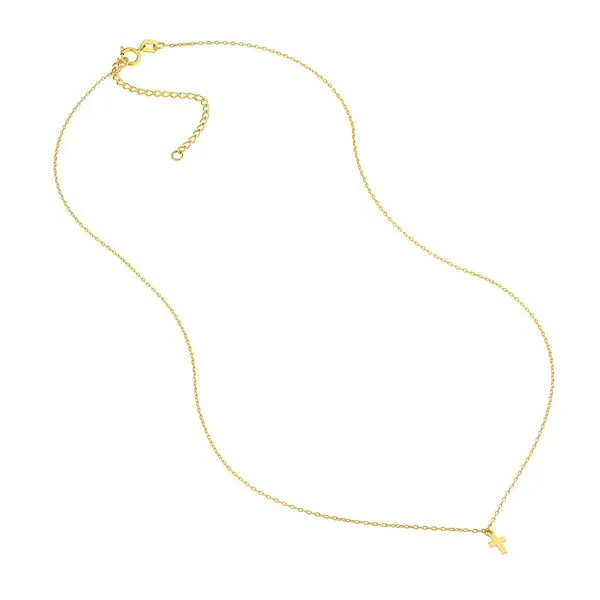 14K Yellow Gold Mini Cross Dangle Necklace Image 3 Armentor Jewelers New Iberia, LA