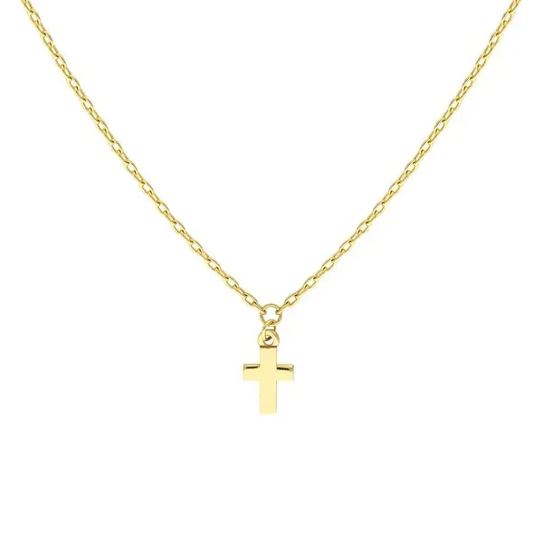 14K Yellow Gold Mini Cross Dangle Necklace Armentor Jewelers New Iberia, LA