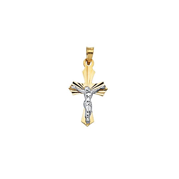 14K White and Yellow Gold Two-Toned Cross Pendant Armentor Jewelers New Iberia, LA