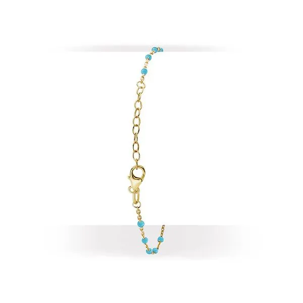 Italian Gold Plated Turquoise Enamel Bracelet Image 2 Armentor Jewelers New Iberia, LA