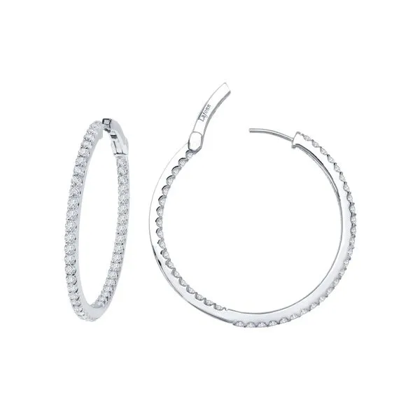 Sterling Silver Platinum-Bonded Simulated Diamond 30 mm Hoop Earrings Armentor Jewelers New Iberia, LA