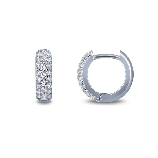 Simulated Diamond 3-Row Huggie Hoop Earrings Armentor Jewelers New Iberia, LA