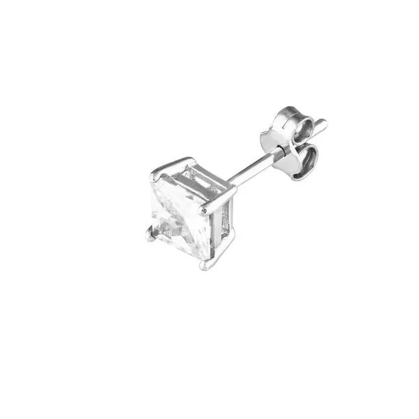 Sterling Silver 5mm Square CZ Stud Earrings Image 2 Armentor Jewelers New Iberia, LA