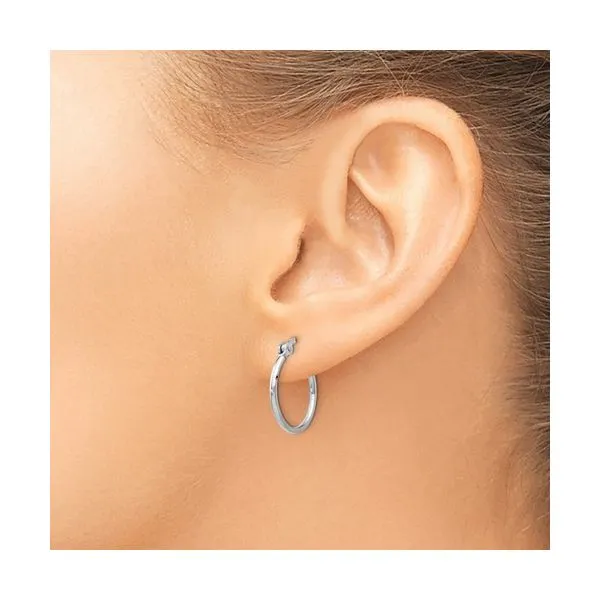 Sterling Silver Polished Hinged Hoop Earrings Image 2 Armentor Jewelers New Iberia, LA