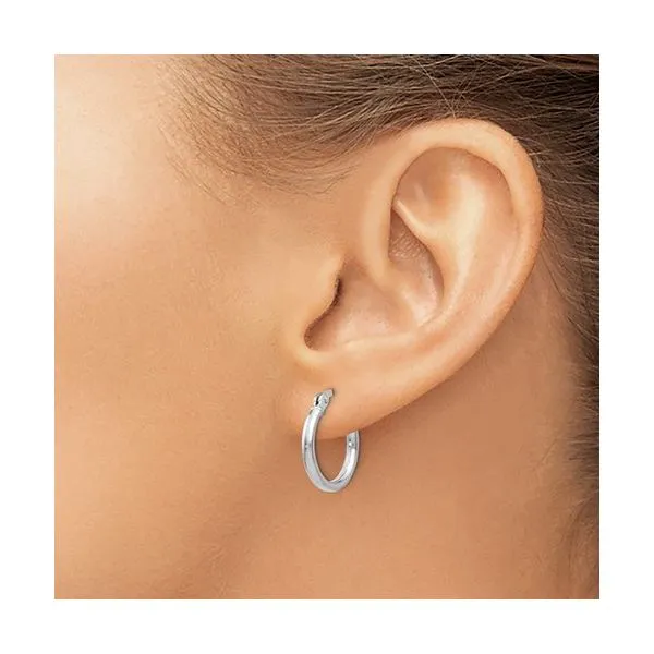 Sterling Silver Polished Hinged Huggie Hoop Earrings Image 2 Armentor Jewelers New Iberia, LA