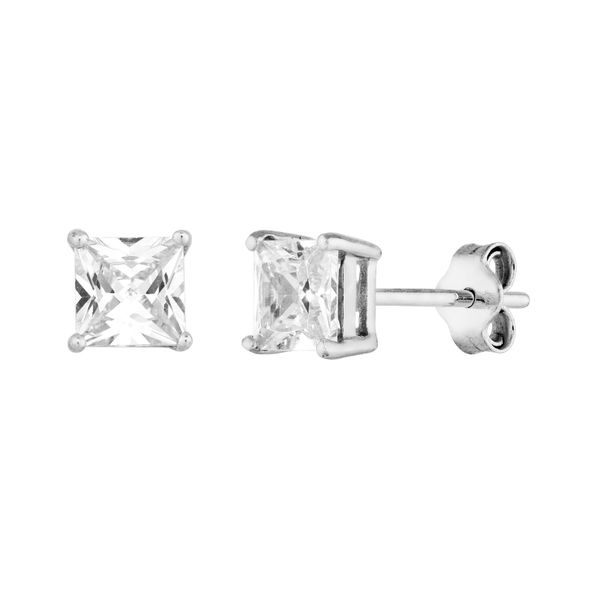 Sterling Silver Square CZ Stud Earrings Armentor Jewelers New Iberia, LA