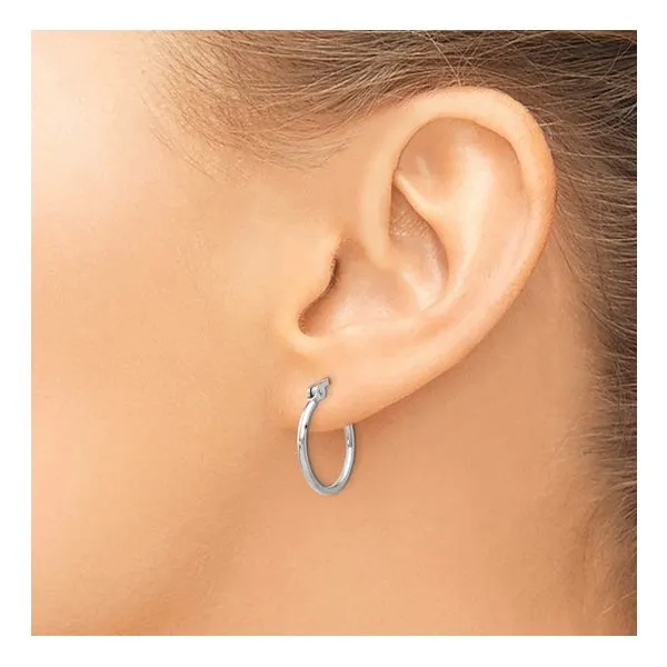 Sterling Silver Polished Hinged Huggie Hoop Earrings Image 3 Armentor Jewelers New Iberia, LA