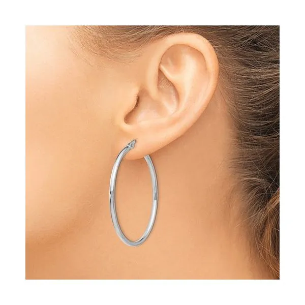 Sterling Silver Polished Hinged Hoop Earrings Image 2 Armentor Jewelers New Iberia, LA