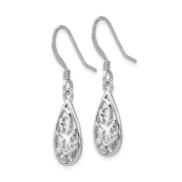 Sterling Silver Fleur Dangle Earrings Image 2 Armentor Jewelers New Iberia, LA