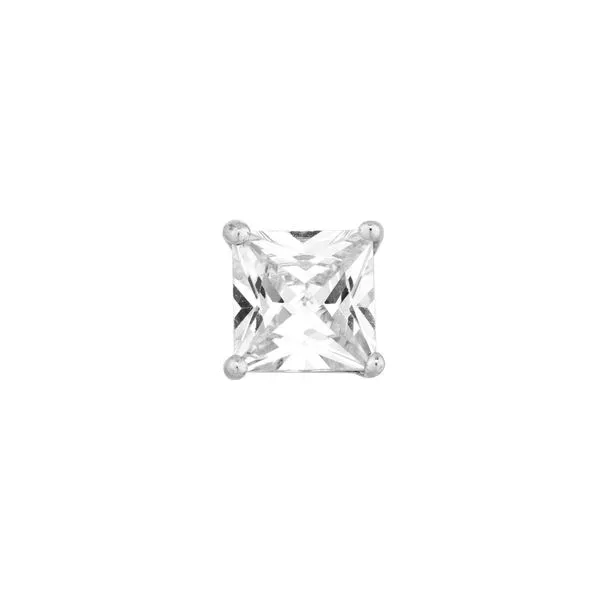Sterling Silver Square CZ Stud Earrings Image 2 Armentor Jewelers New Iberia, LA