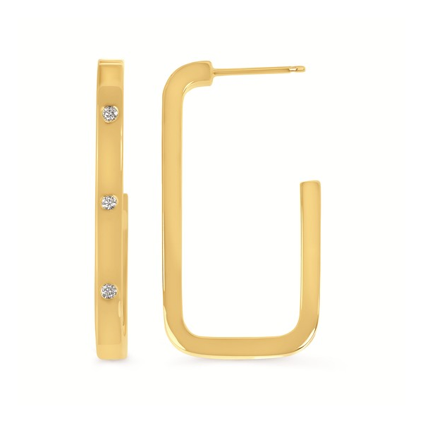 Diamond Square Hoop Earrings in 14K Yellow Gold Arthur's Jewelry Bedford, VA