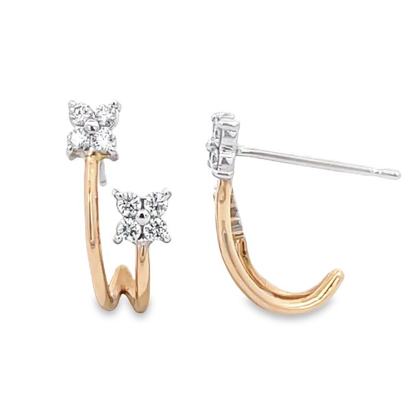 1/4 CTW Off Set Diamond Stud Earrings in 14K Yellow and White Gold Arthur's Jewelry Bedford, VA