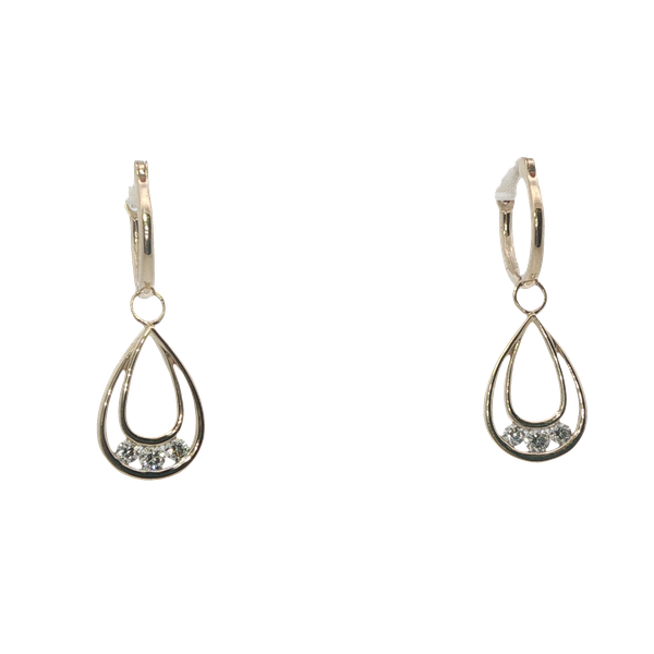 Teardrop Diamond Dangle Earrings in 14K Yellow Gold Arthur's Jewelry Bedford, VA